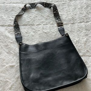 NEW black lularoe crossbody bag with leopard strap